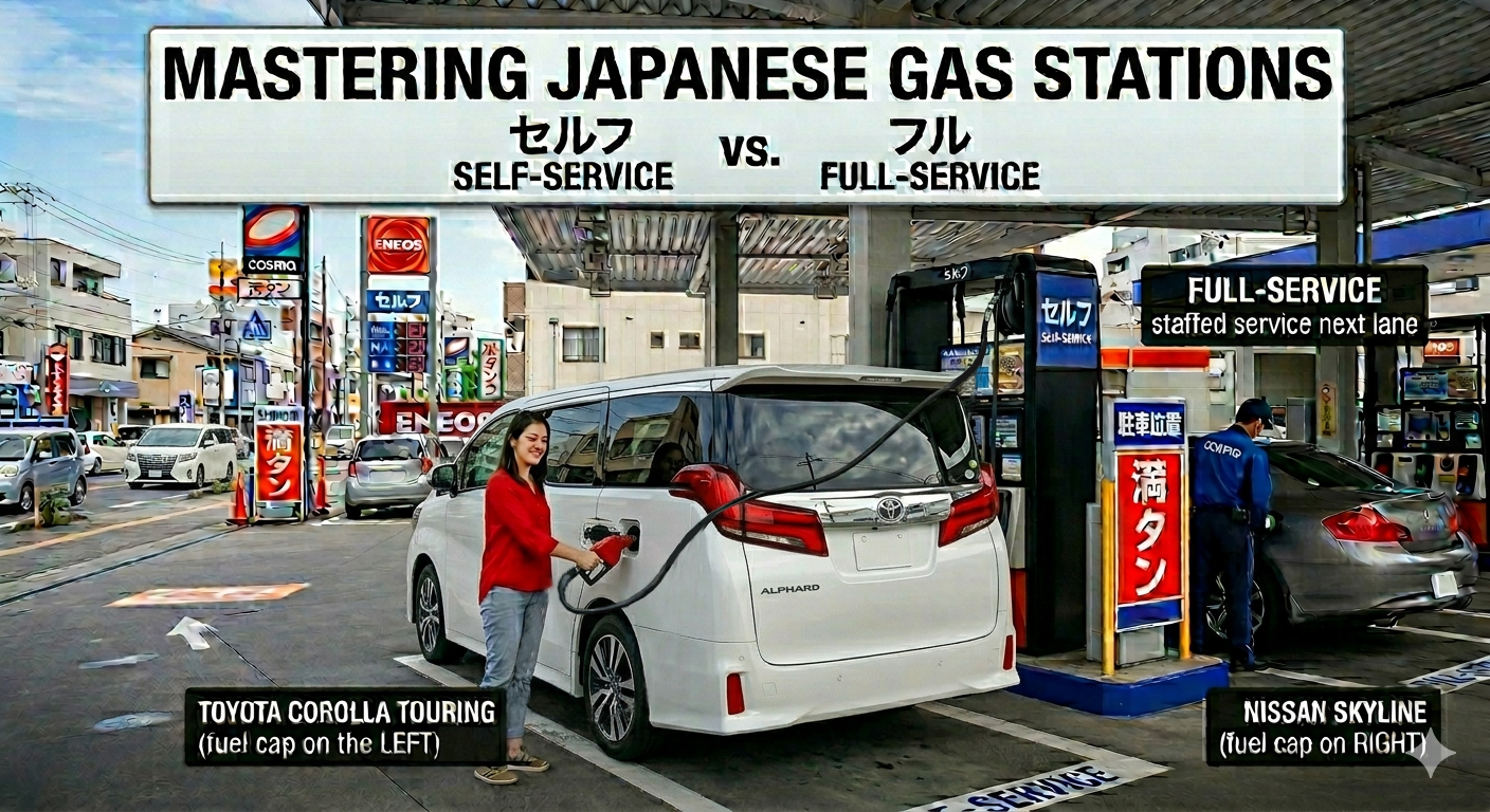 Read more about the article Mastering Japanese Gas Stations: Self-Service vs. Full-Service